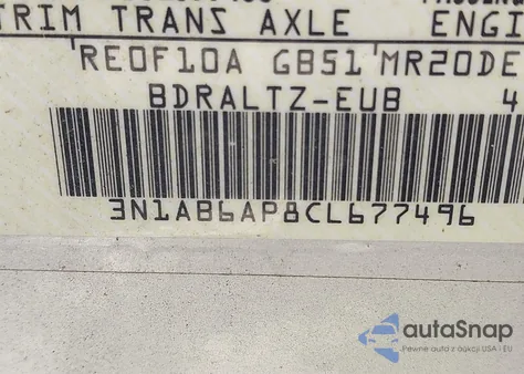 2012 Nissan Sentra 2.0 Sr z USA, uszkodzony, nr VIN 3N1AB6AP8CL677496